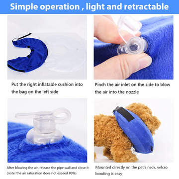 QPets Inflatable E Collar for Dogs and Cats (Blue)