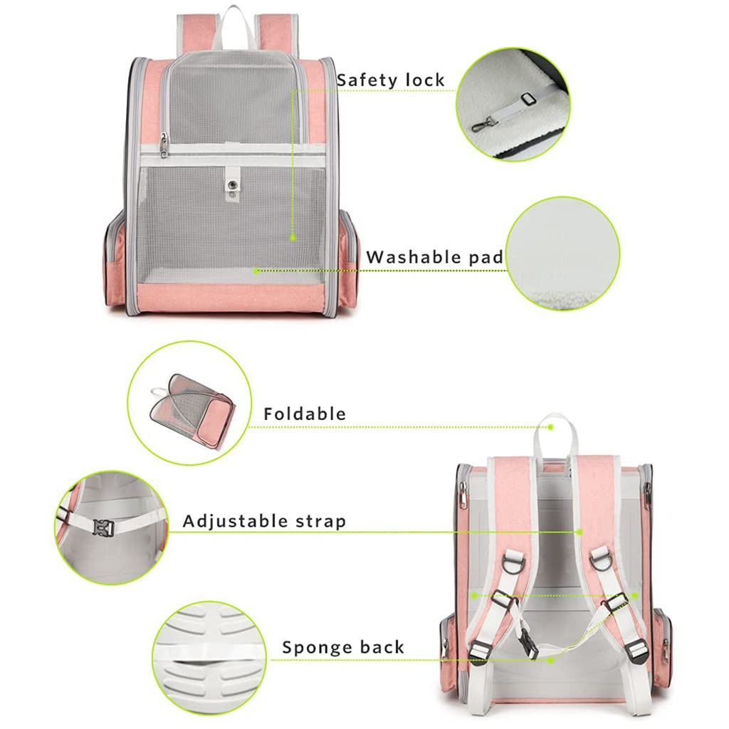 Q Pets Expandable Backpack for Dogs and Cats (Pink)