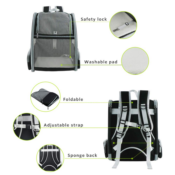 QPets Expandable Backpack for Dogs and Cats (Grey)