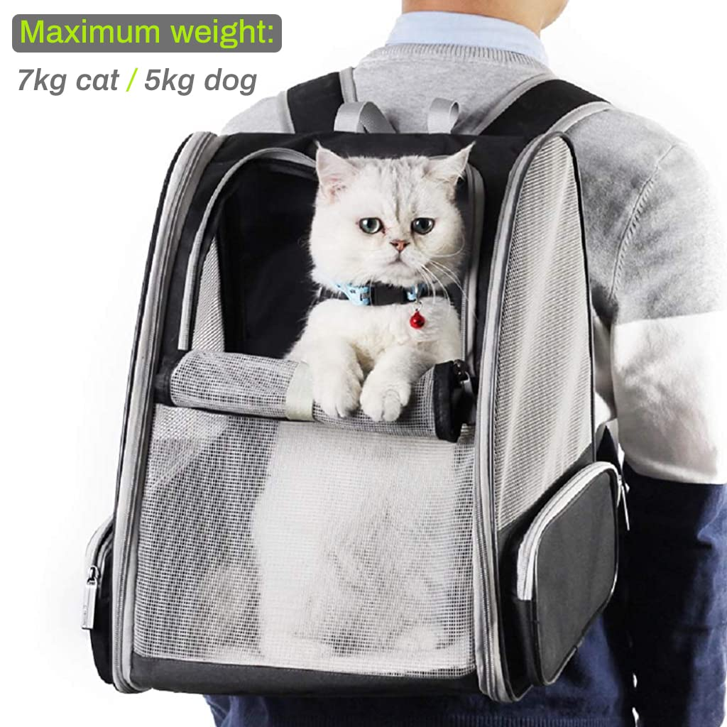 Q Pets Expandable Backpack for Dogs and Cats (Grey)