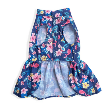 Pawgypets Hawaiian Flamingo Dress for Dogs (Navy Blue)