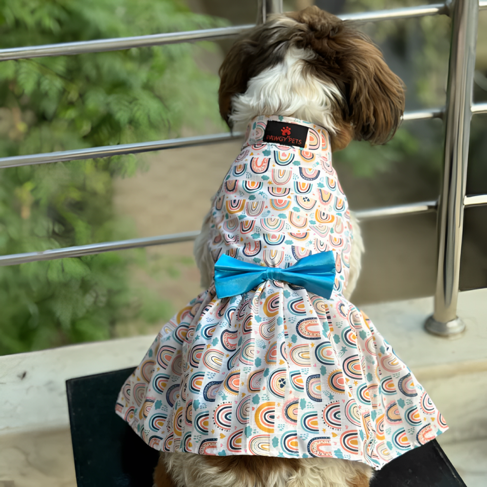 Pawgypets Rainbow Dress for Dogs (Off White) Dogs-Clothing & Accessories Pawgypets Dropship XXS