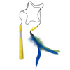 JW Flutter Ee Feathers Telescopic Wand Toy for Cats (Yellow)