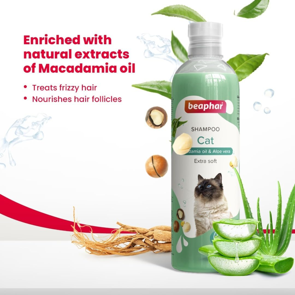 Beaphar Macadamia Oil & Aloe Vera Dryness & Itch Relief Shampoo for Cats Cats-Grooming Supplies Beaphar