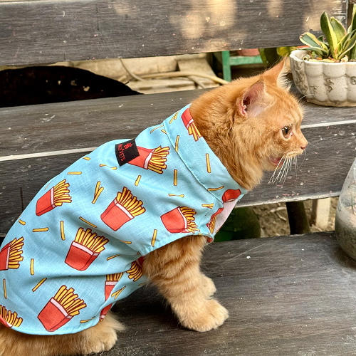 Pawgypets Fries Over Guys Sando for Cats (Blue) Cats-Clothing & Accessories Pawgypets Dropship