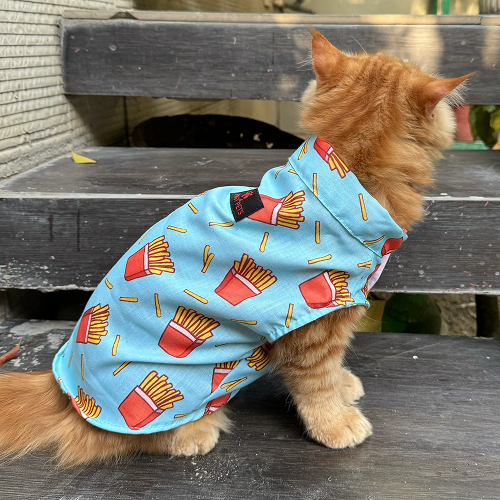 Pawgypets Fries Over Guys Sando for Cats (Blue) Cats-Clothing & Accessories Pawgypets Dropship