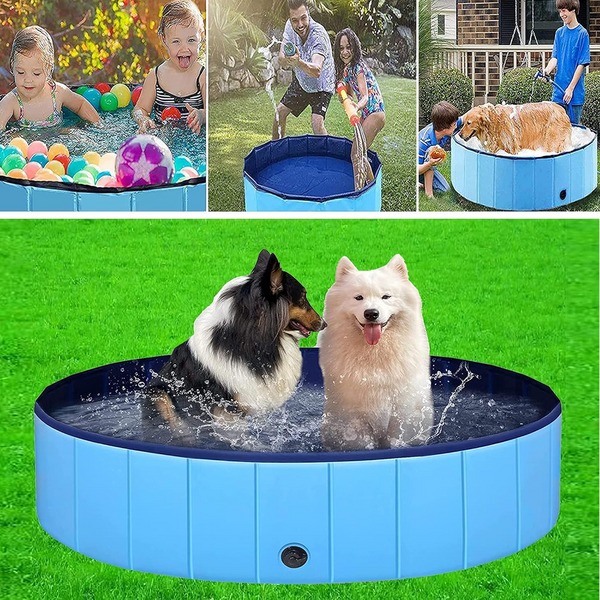 Emily Pets Foldable Non Slip Outdoor Swimming Pool for Dogs and Cats (Blue)