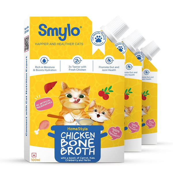 Smylo Hydration Rich Chicken with Carrot, Kale and Cranberry Bone Broth for Cats