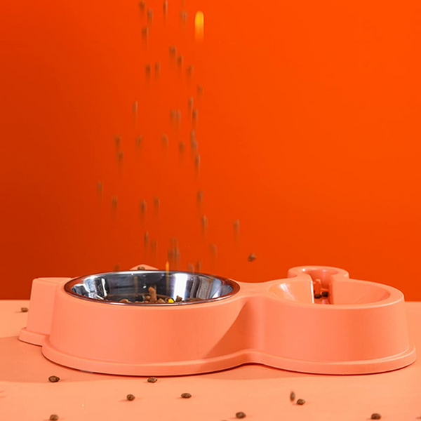 Pet Vogue Slow Feeder No Spill Drinking Water Bowl for Dogs and Cats (Orange)