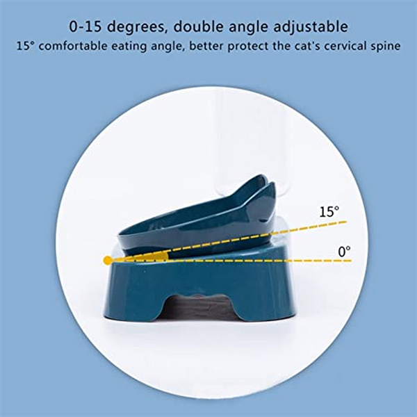 Pet Vogue Plastic Cute Food and Water Bowl for Cats (Blue)