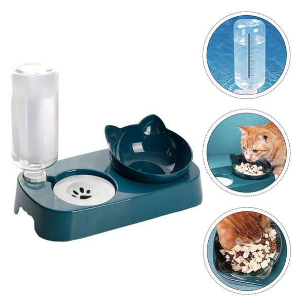 Pet Vogue Plastic Cute Food and Water Bowl for Cats (Blue)