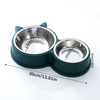 Pet Vogue Double Stainless Steel Bowl for Cats (Blue) Both-Bowls & Feeders Pet Vogue
