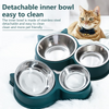 Pet Vogue Double Stainless Steel Bowl for Cats (Blue) Both-Bowls & Feeders Pet Vogue