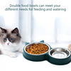 Pet Vogue Double Stainless Steel Bowl for Cats (Blue) Both-Bowls & Feeders Pet Vogue