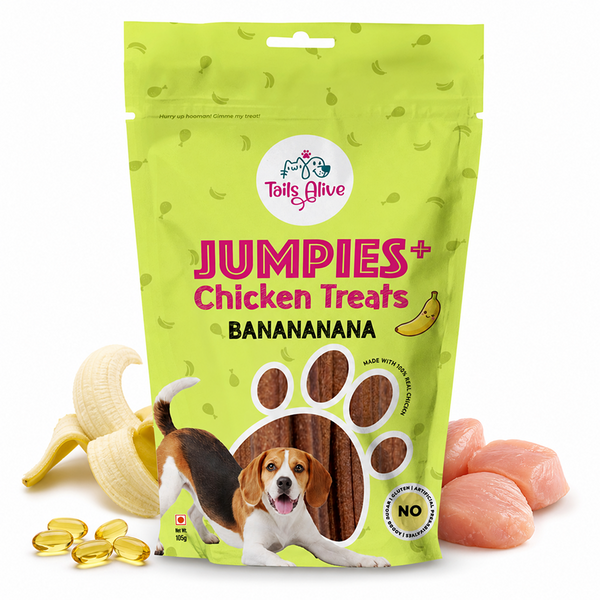 Tails Alive Jumpies+ Banana Chicken Treats Chew Sticks for Dogs