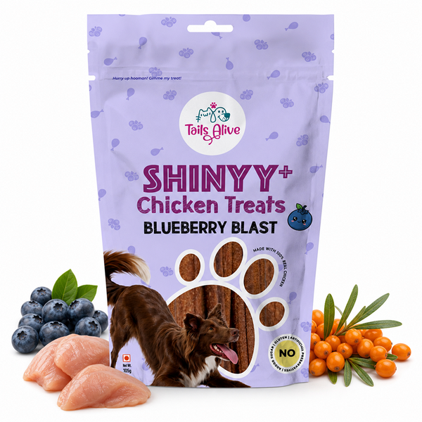 Tails Alive Shinyy+ Blueberry Blast Chicken Chew Sticks for Dogs