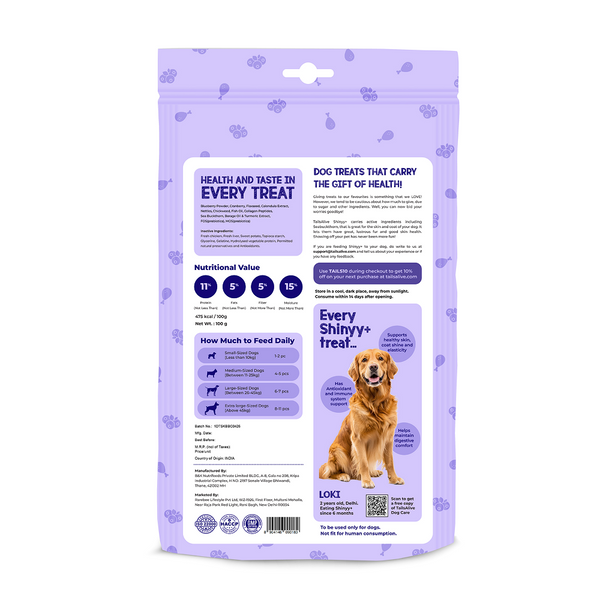Tails Alive Shinyy+ Blueberry Blast Chicken Chew Sticks for Dogs