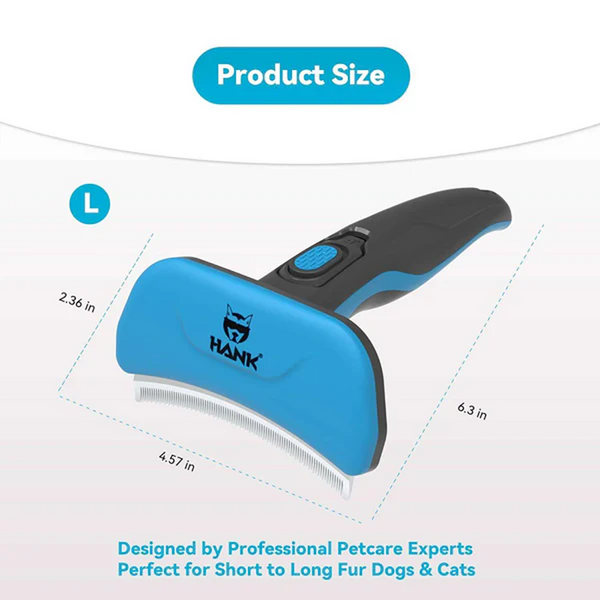 Hank Curved Shape Self Cleaning Deshedder Brush shedding for Dogs (Blue)