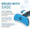 Hank Curved Shape Self Cleaning Deshedder Brush shedding for Dogs (Blue) Dog-Grooming Supplies Hank