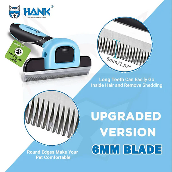 Hank Grooming Brush shedding for Pets (Blue)
