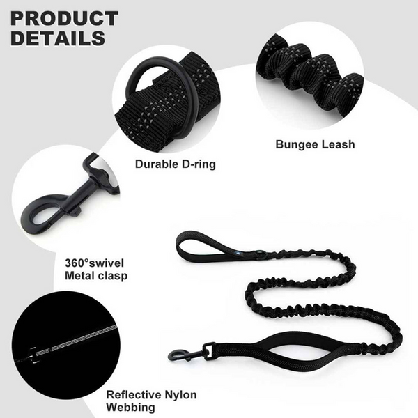 Hank Tactical Bungee Leash for Dogs (Black)
