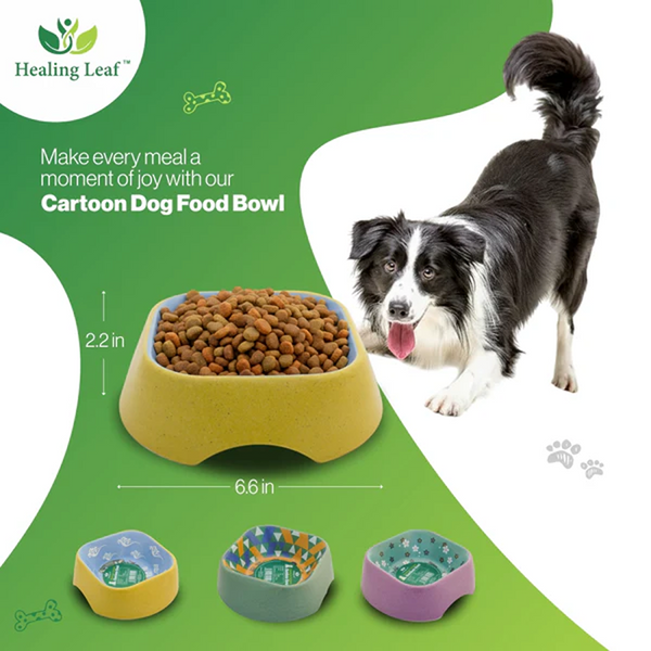 Healing Leaf Eco Friendly Bamboo Bowl for Dogs and Cats (Yellow)