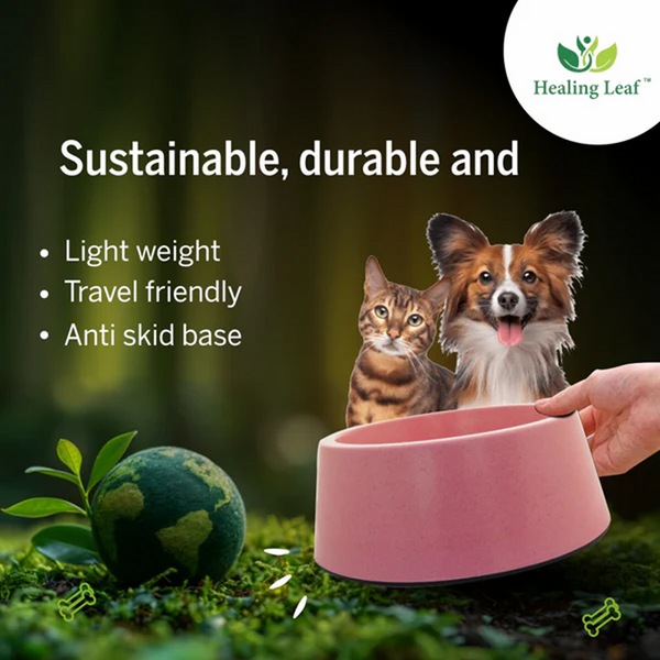 Healing Leaf Eco Friendly Bamboo Bowl for Dogs and Cats (Purple)