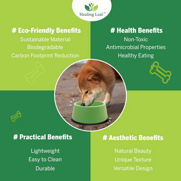 Healing Leaf Eco Friendly Bamboo Bowl for Dogs and Cats (Purple)