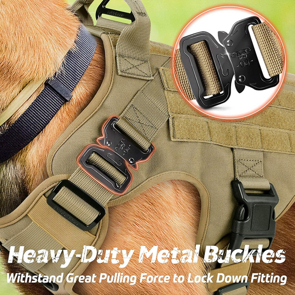 Pet Vogue Adjustable Military Vest Heavy Duty Harness with Handle for Dogs (Tan)