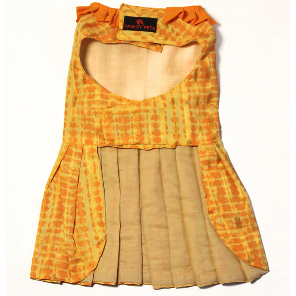 Pawgypets Tie and Dye Dress for Dogs (Orange and Yellow)