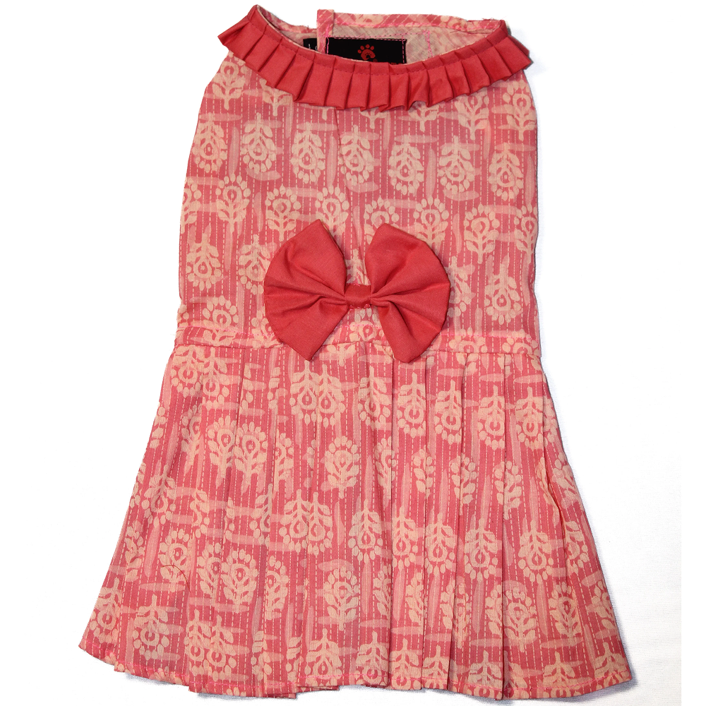 Pawgypets Block Print Dress for Dogs (Peach) Dogs-Clothing & Accessories Pawgypets Dropship XXS