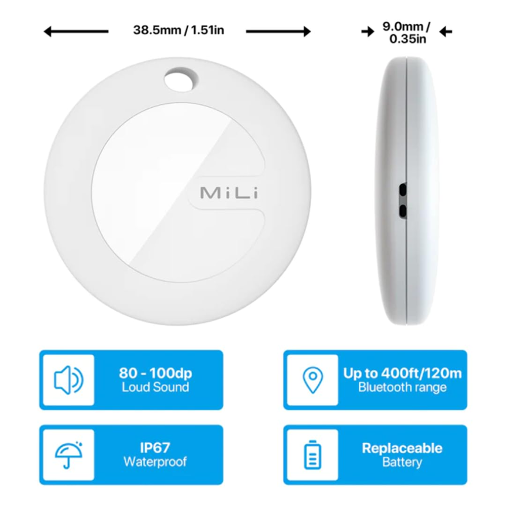 Mitag Anti Loss Device with Keychain Tracker (White) | IOS Pet Parent-Clothing & Accessories Mitag Dropship