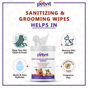 Petvit Sanitizing & Grooming Wipes for Dogs and Cats (Pack of 2)