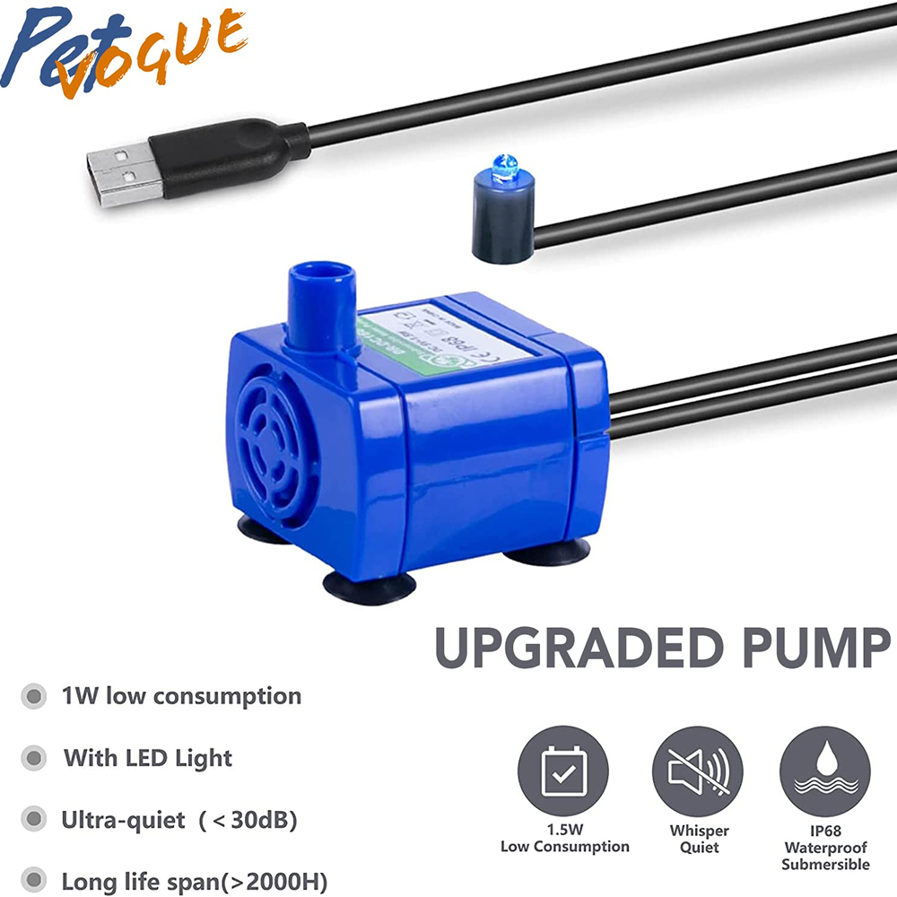 Pet Vogue Automatic Electric Water Fountain with LED Light for Cats (Blue) Cats-Bowls & Feeders Pet Vogue