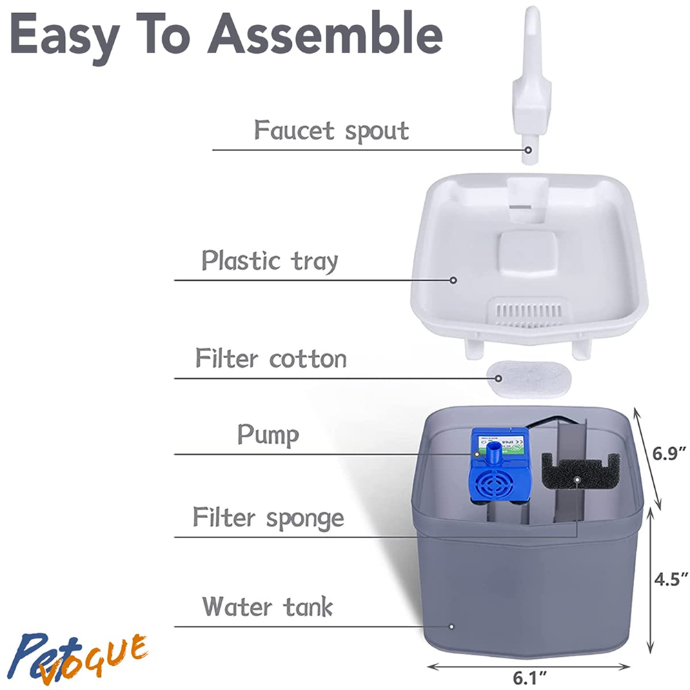 Pet Vogue Automatic Electric Water Fountain with LED Light for Cats (Blue) Cats-Bowls & Feeders Pet Vogue