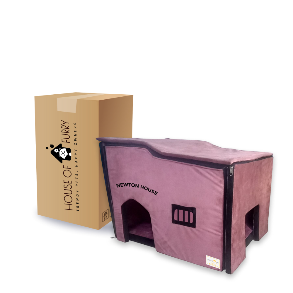 House of Furry Newton Premium Soft Turkish Velvet Hut House for Cats (Bricks)