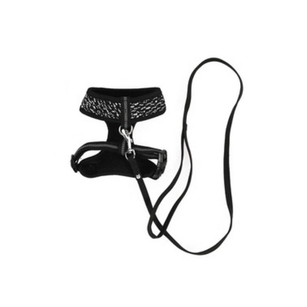 M Pets Letsgo Harness & Leash for Cats (Black & White)