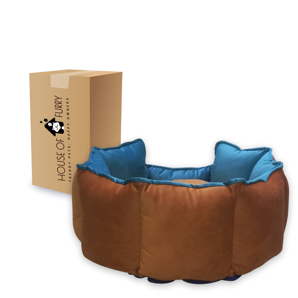 House of Furry Ultra Soft Velvet Luxury Jazz Donut Sofa Bed for Dogs and Cats (Multicolor)