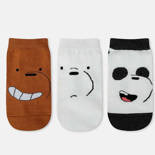 SocksXpress We Bare Bears Themed Ankle Socks for Women (Pack of 3)