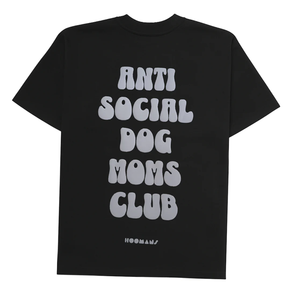 Hoomans Anti Social Dog Moms Club T Shirt for Women (Black) Pet Parent-Clothing & Accessories Hoomans Dropship