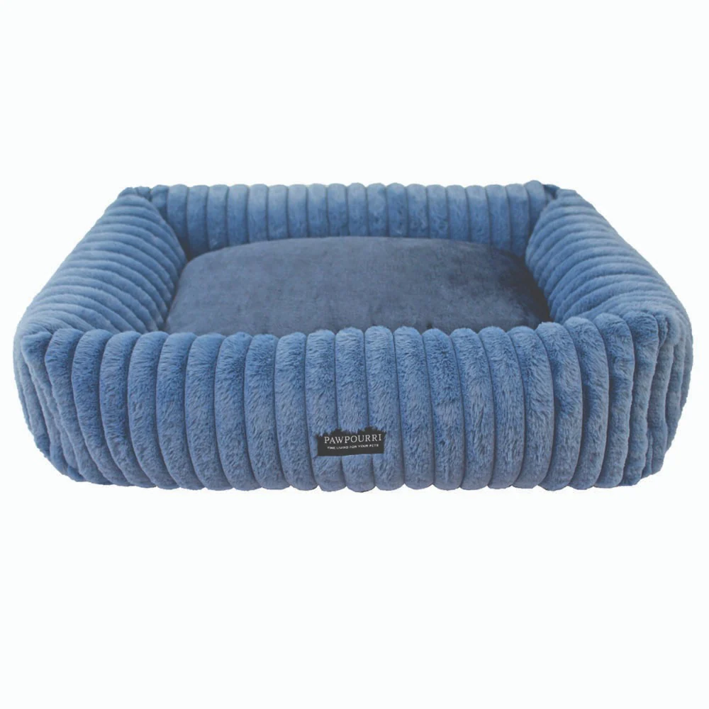 Pawpourri Cord Flannel Snuggle Bed for Dogs (Blue) Dogs-Bedding, Mats & Travel Supplies Pawpourri Dropship S/M