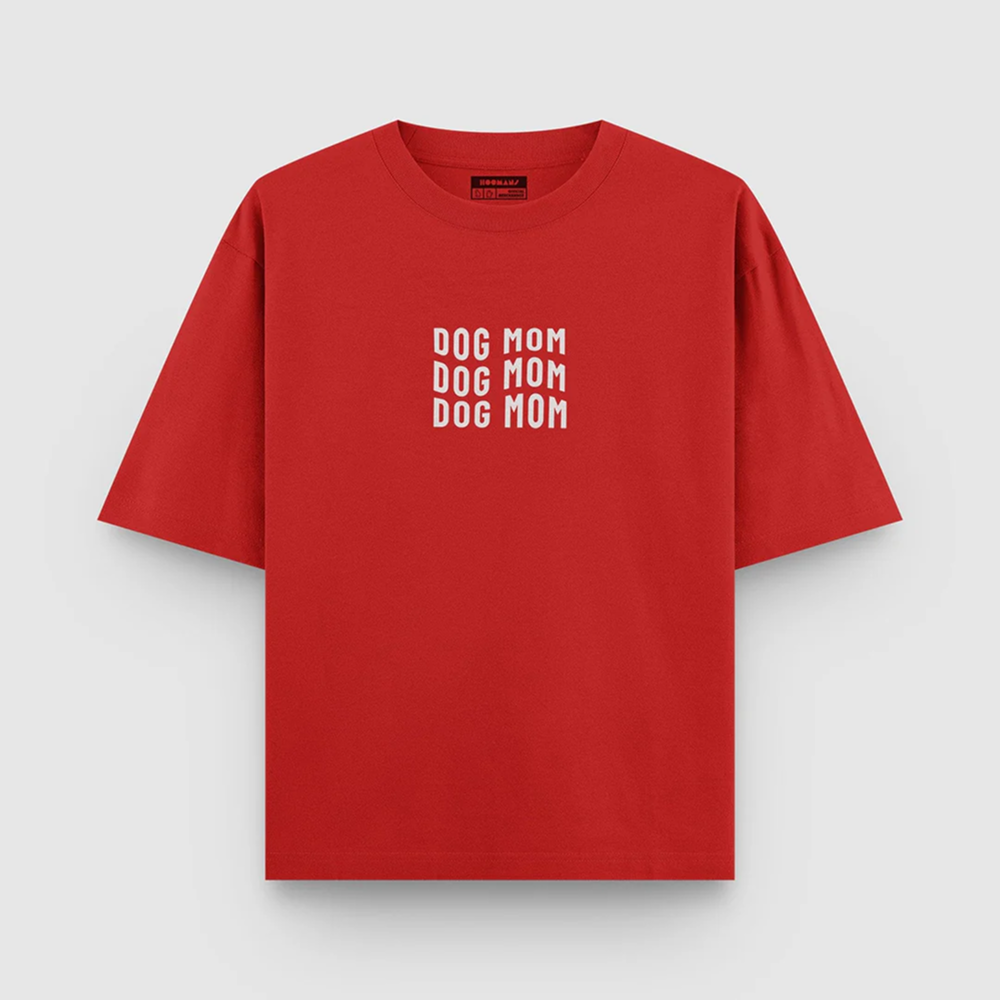 Hoomans Dog Mom Everyday T Shirt for Women (Red) Pet Parent-Clothing & Accessories Hoomans Dropship XS