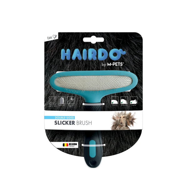 M Pets Double Sided Slicker Brush for Dogs (Black & Blue)