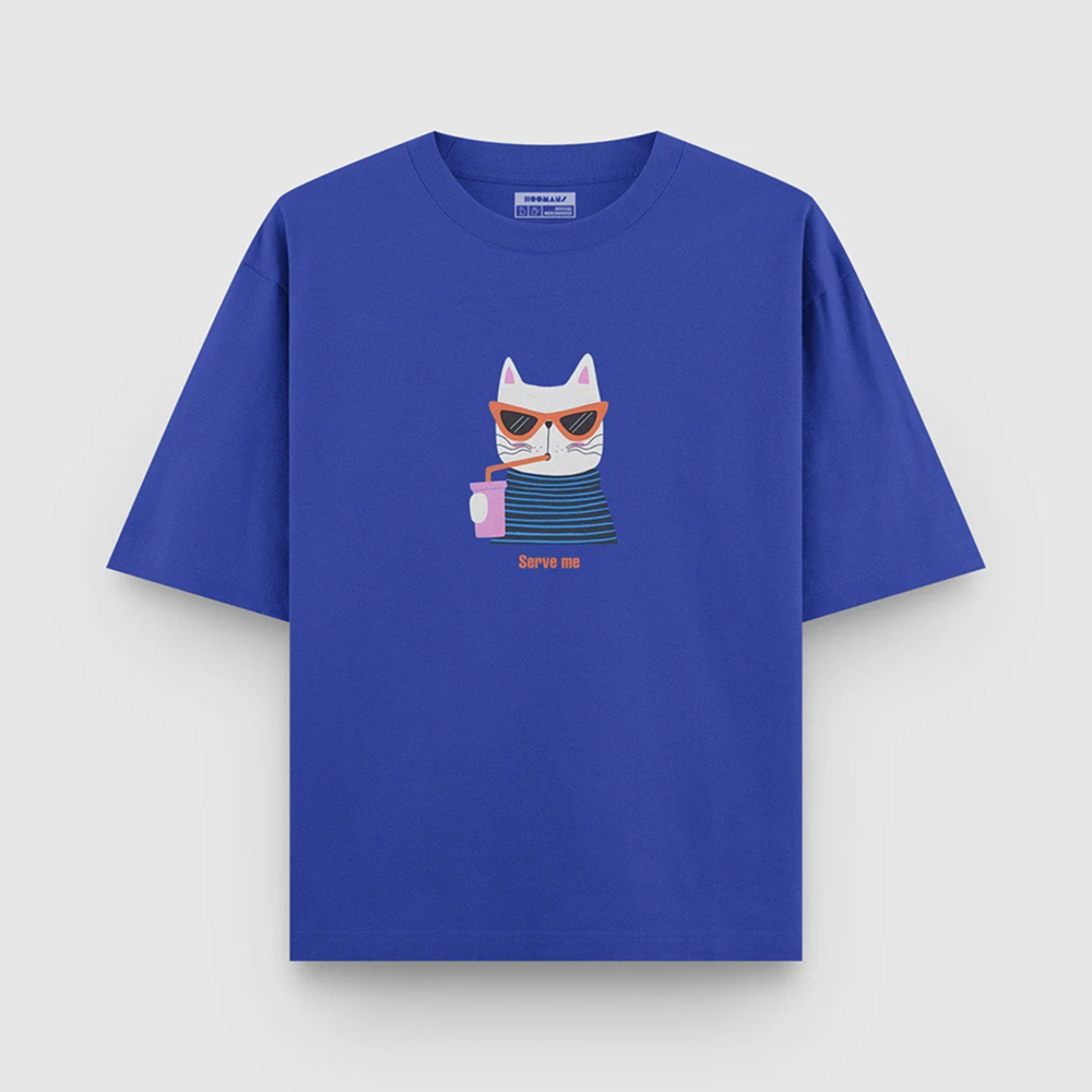 Hoomans Serve Me T Shirt for Men and Women (Blue) Pet Parent-Clothing & Accessories Hoomans Dropship XS