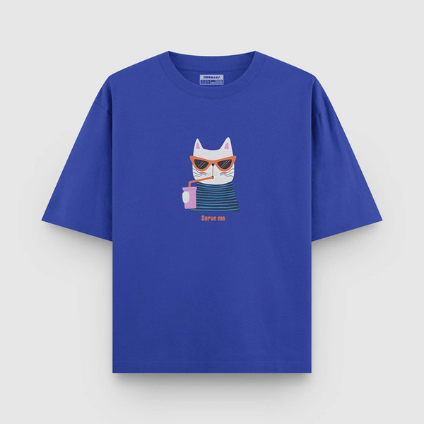 Hoomans Serve Me T Shirt for Men and Women (Blue)