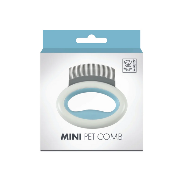 M Pets Mini Comb for Dogs and Cats (White/Light Blue)