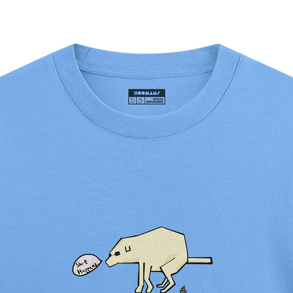 Hoomans Shit Happens T Shirt for Men and Women (Light Blue)