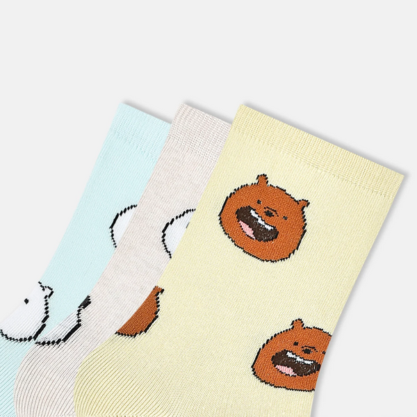 SocksXpress We Bare Bears Themed Crew Socks for Women (Pack of 3)