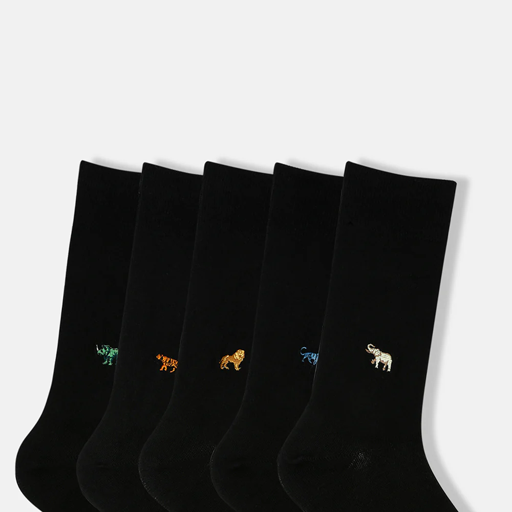 SocksXpress WWF India Themed Formal Crew Socks for Men (Pack of 5) Pet Parent-Clothing & Accessories SocksXpress