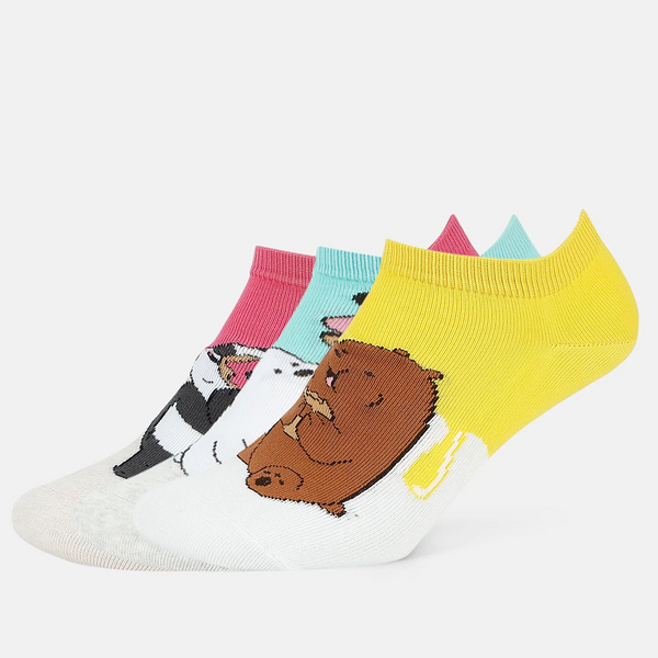SocksXpress We Bare Bears Themed Ankle Socks for Women (Pack of 3)
